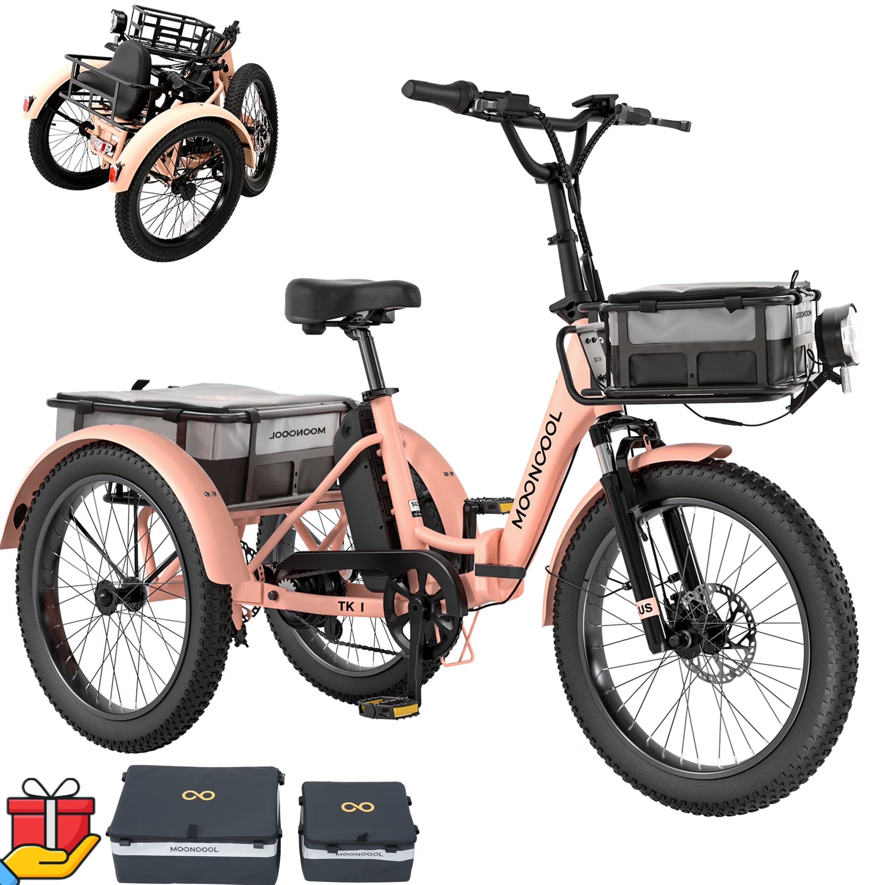 ABORON 3.0 Fat Tire Electric Trike for Senior Foldable E - Bike, 500W Motorized Tricycle Adult 20" Folding - Product image 9