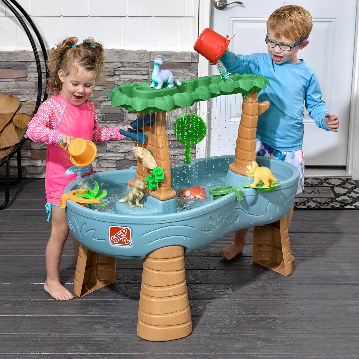 Rain Shower Splash Water Table with 13 Accessories - Blue & Green | Water games table | Activity Table for the Garden, Water Activity Table | Outdoor water table