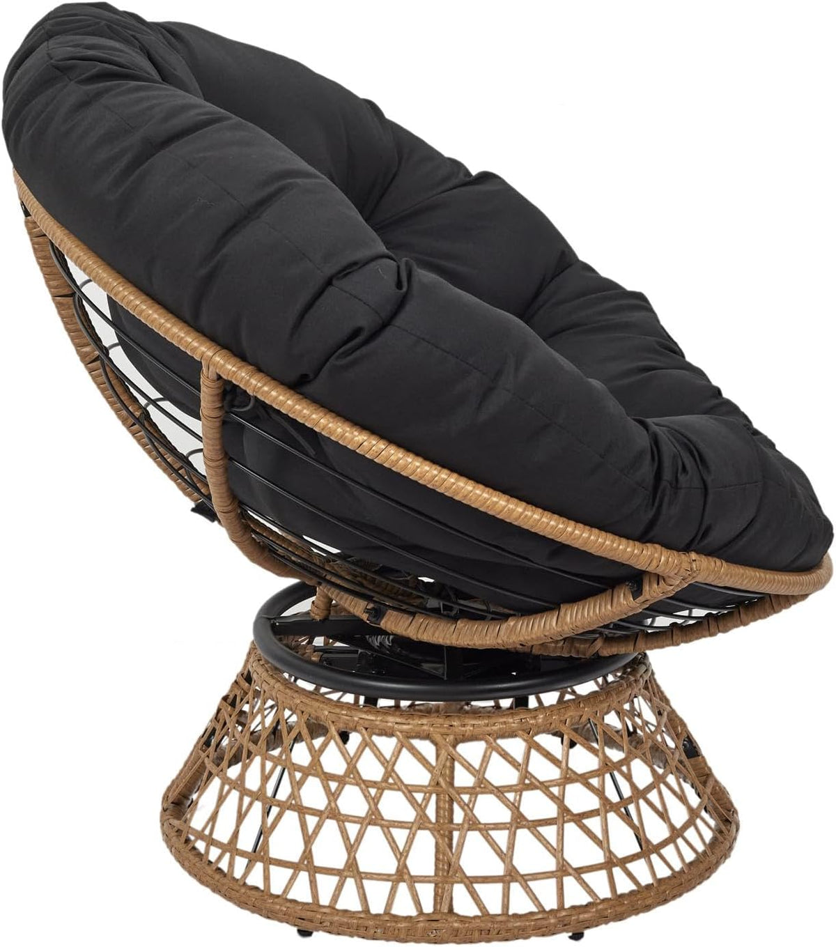 HOME DECO FACTORY, Outdoor Swivel Armchair, Round Relax Chair, 1 Seater 360° Swivel, Thick Comfortable Cushion Included, Garden Furniture for Balcony Terrace Garden Furniture