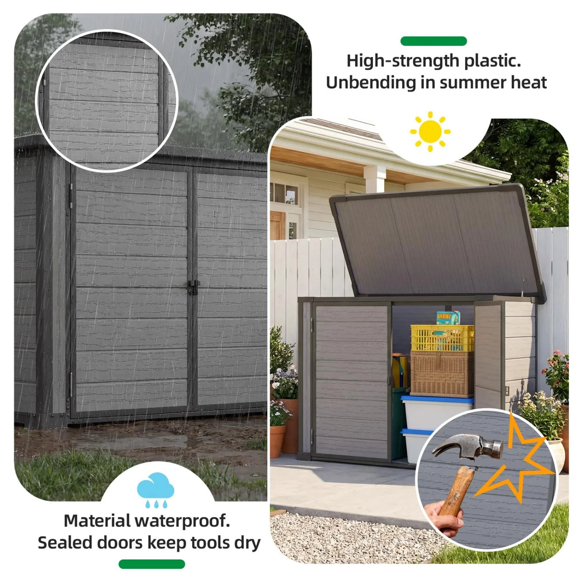 AECOJOY Resin Outdoor Storage Cabinet 23 Cu.Ft Plastic Trash Can Storage Shed with Base - Product image 5