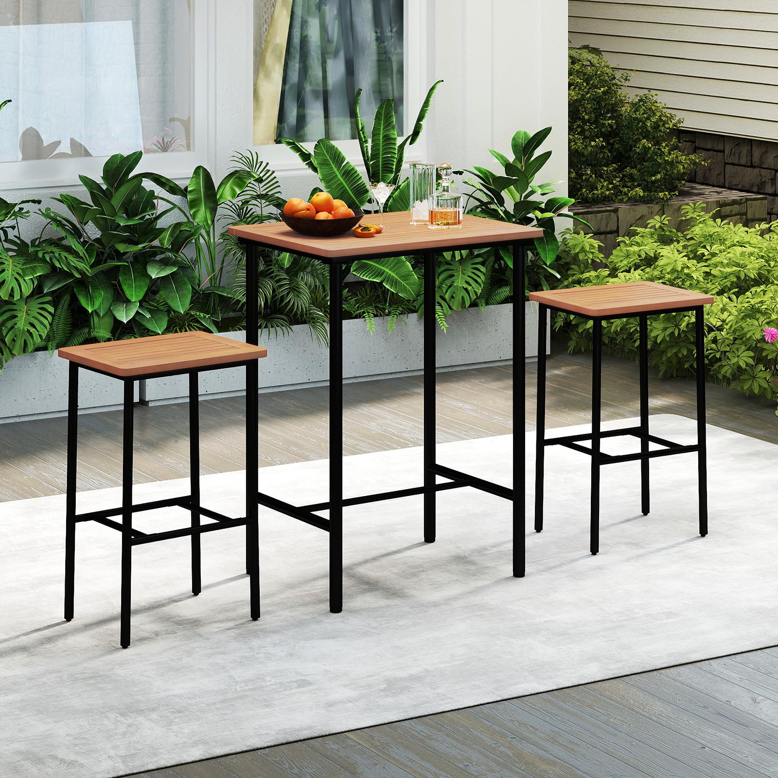 Tangkula 3 Pieces Acacia Wood Patio Bar Set - Product image 2