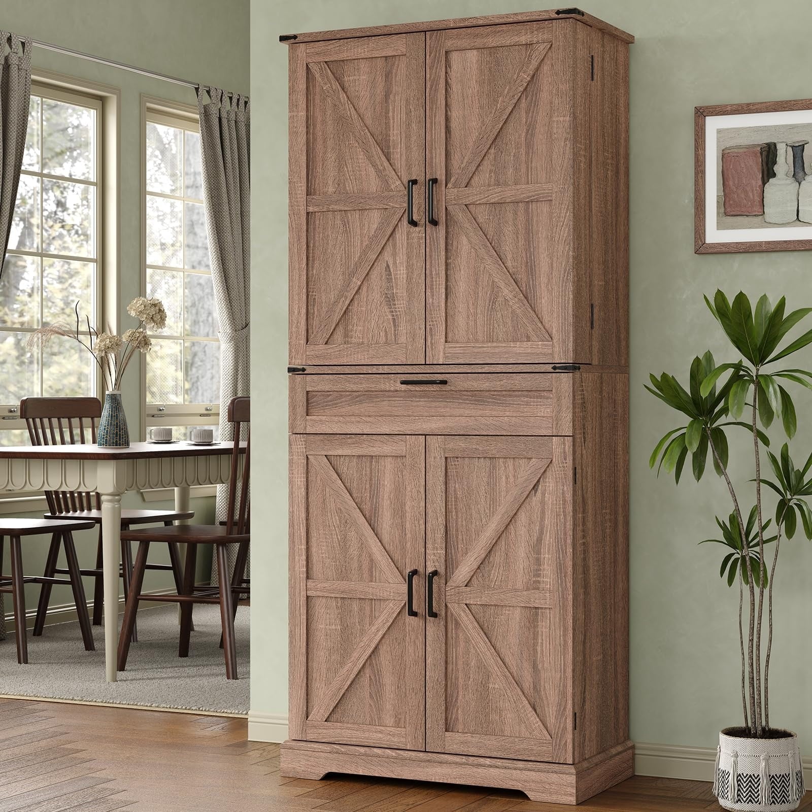 FUSOU 72'' Kitchen Storage Pantry Cabinet, Tall Storage Cabinet with 8 Door Shelves - Product image 21