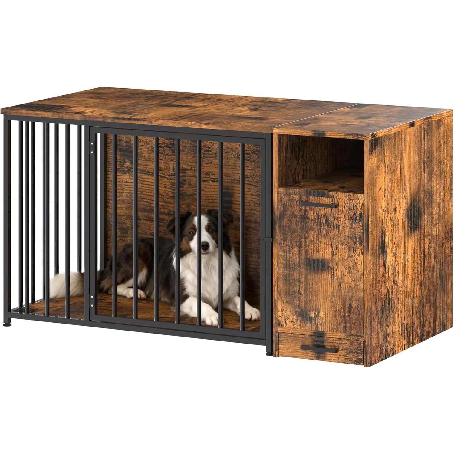 AECOJOY Dog Crate Furniture with Storage Cabinet, 36 Inch Wooden & Steel Decorative Indoor Kennel - Product image 1