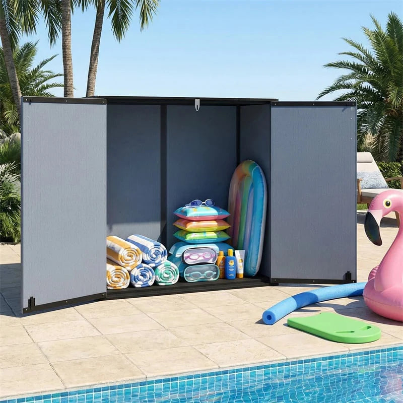 23.5 Cu.ft Outdoor Storage Shed, 175 Gallon All-Weather Resin Patio Deck Box with Floor & Lockable Door - Product image 11