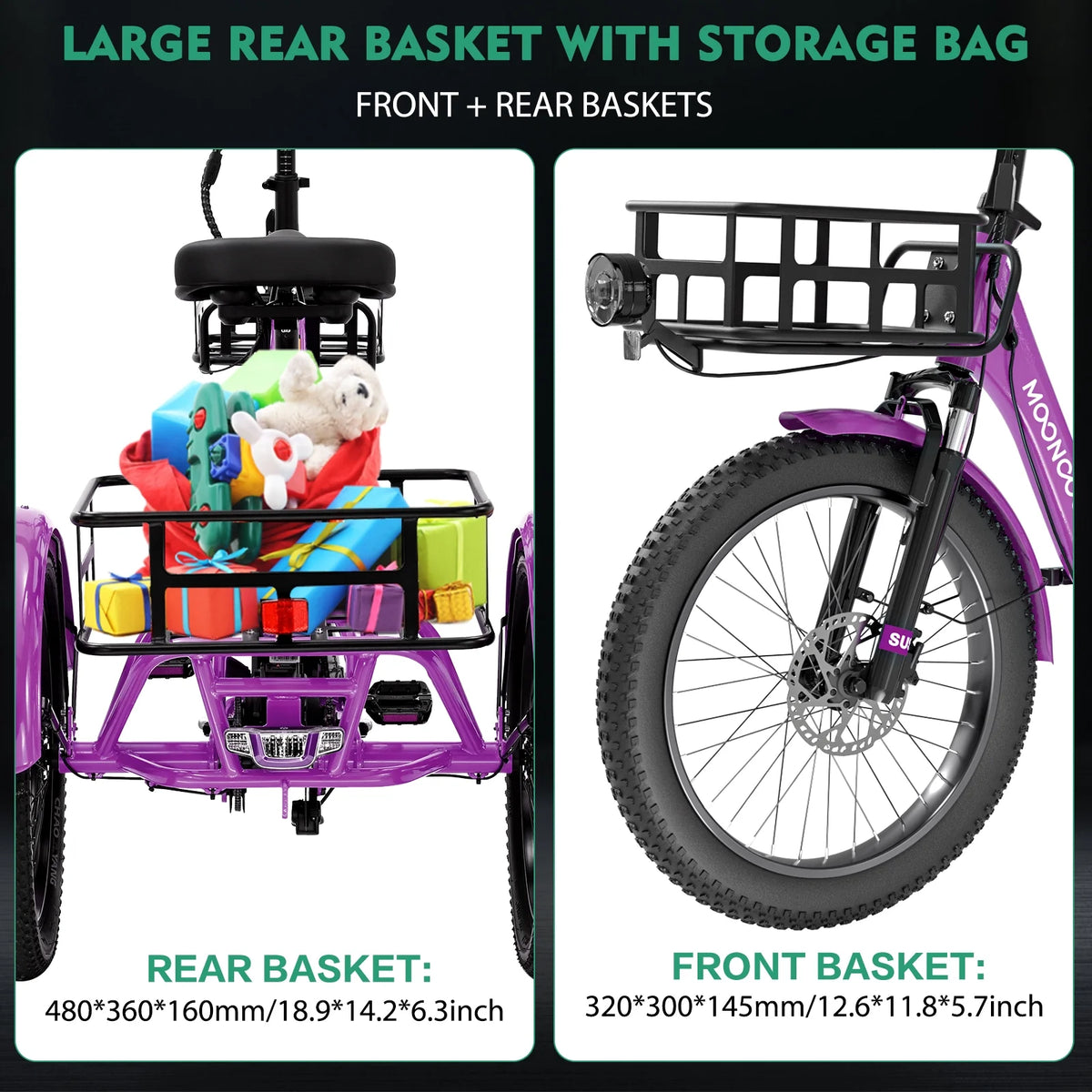 ABORON 3.0 Fat Tire Electric Trike for Senior Foldable E - Bike, 500W Motorized Tricycle Adult 20" Folding - Product image 37