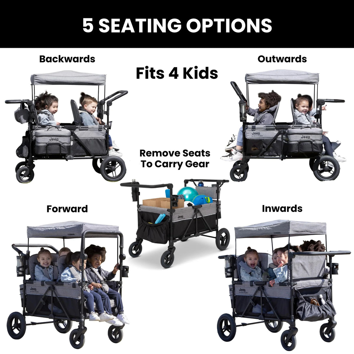 Jeep Wrangler Deluxe 4 Seater Stroller Wagon by Delta Children - Product image 8