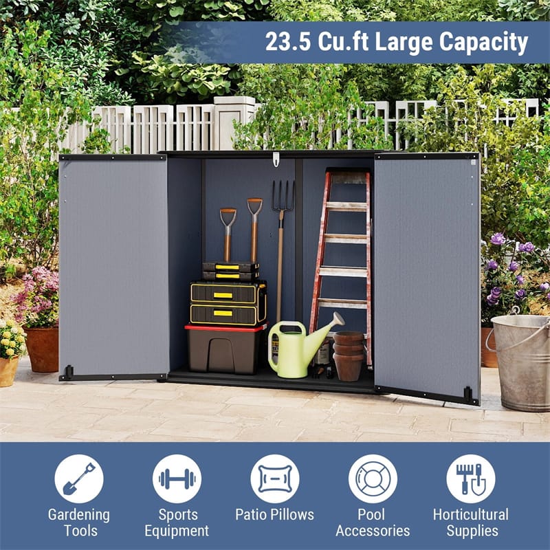 23.5 Cu.ft Outdoor Storage Shed, 175 Gallon All-Weather Resin Patio Deck Box with Floor & Lockable Door - Product image 9