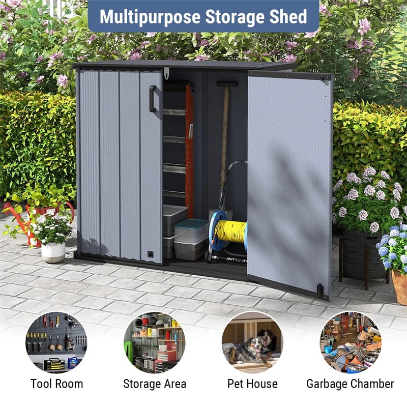 23.5 Cu.ft Outdoor Storage Shed, 175 Gallon All-Weather Resin Patio Deck Box with Floor & Lockable Door - Product image 7