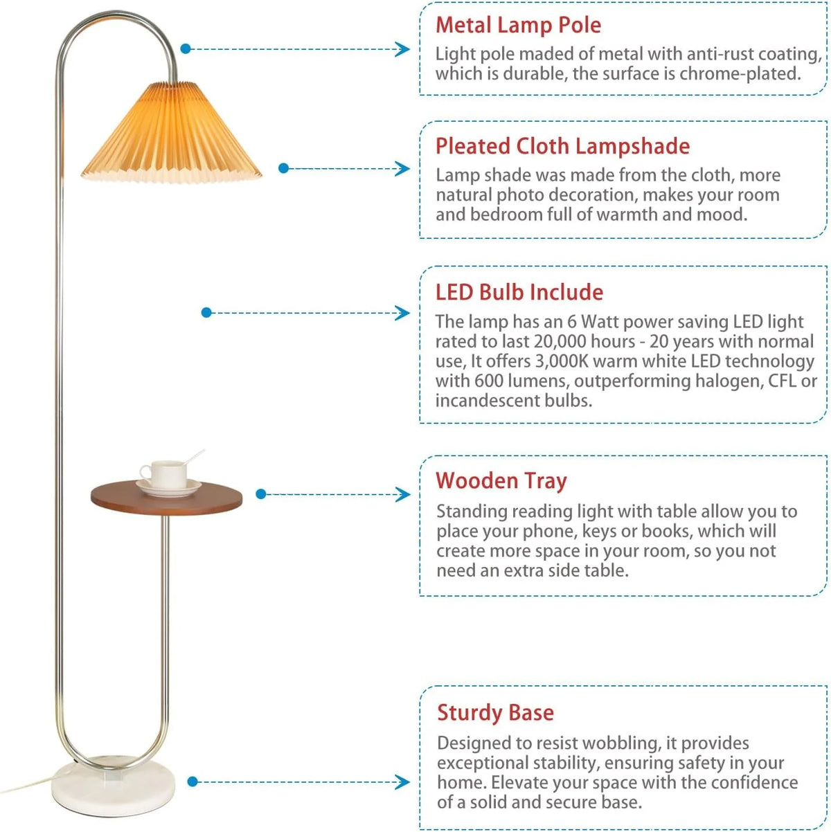 Modern Elegant with Tray Floor Lamp for Office Cafe Den Living Room Bedroom - Product image 19