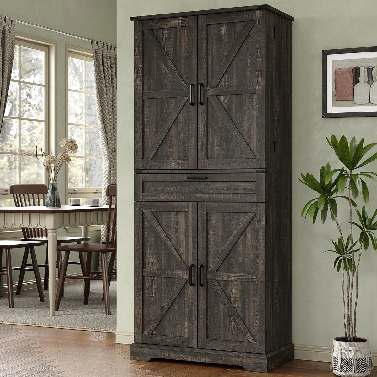 FUSOU 72'' Kitchen Storage Pantry Cabinet, Tall Storage Cabinet with 8 Door Shelves - Product image 2