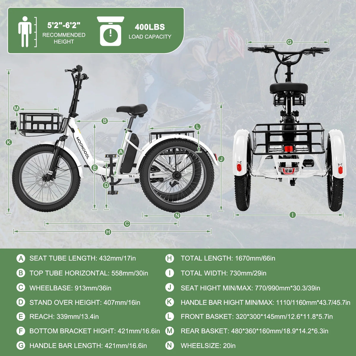 ABORON 3.0 Fat Tire Electric Trike for Senior Foldable E - Bike, 500W Motorized Tricycle Adult 20" Folding - Product image 28