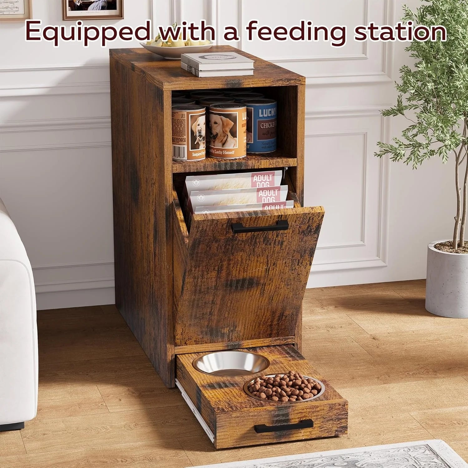 AECOJOY Dog Crate Furniture with Storage Cabinet, 36 Inch Wooden & Steel Decorative Indoor Kennel - Product image 2