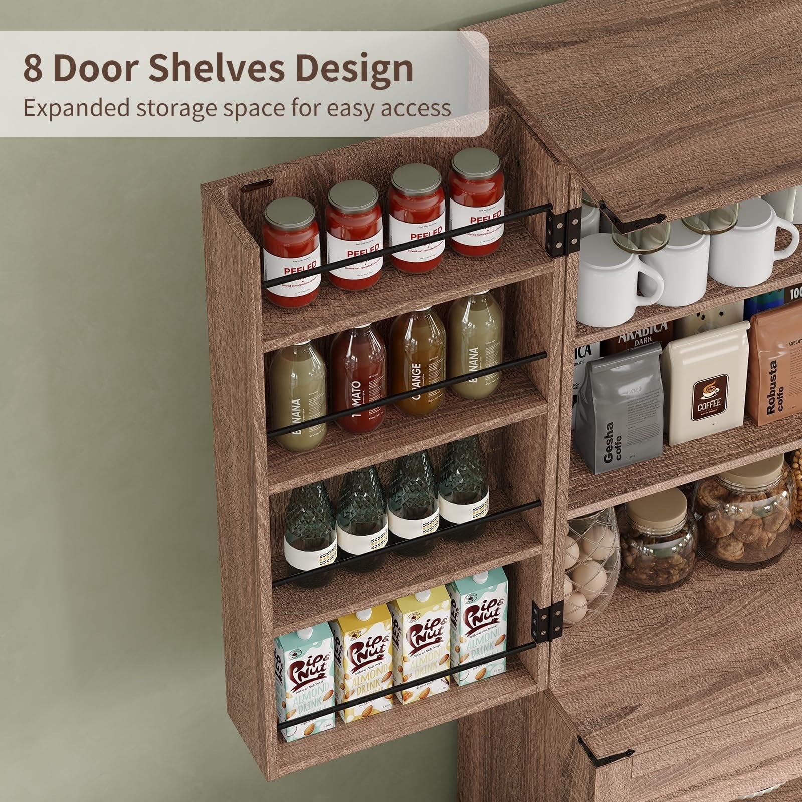 FUSOU 72'' Kitchen Storage Pantry Cabinet, Tall Storage Cabinet with 8 Door Shelves - Product image 23