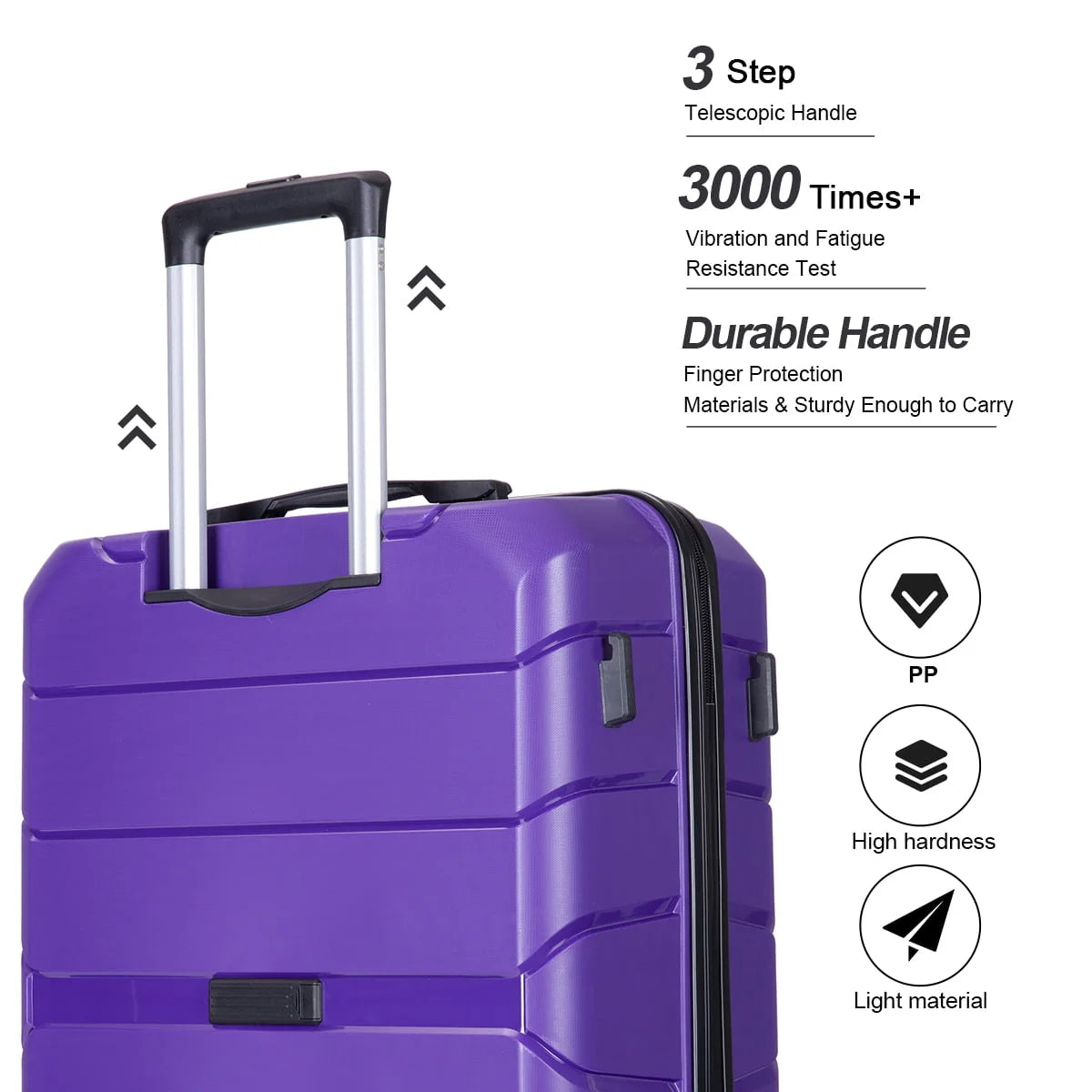 Travelhouse 3 Piece Luggage Set Hardshell Lightweight Suitcase with TSA Lock Spinner Wheels.(Purple) - Product image 7